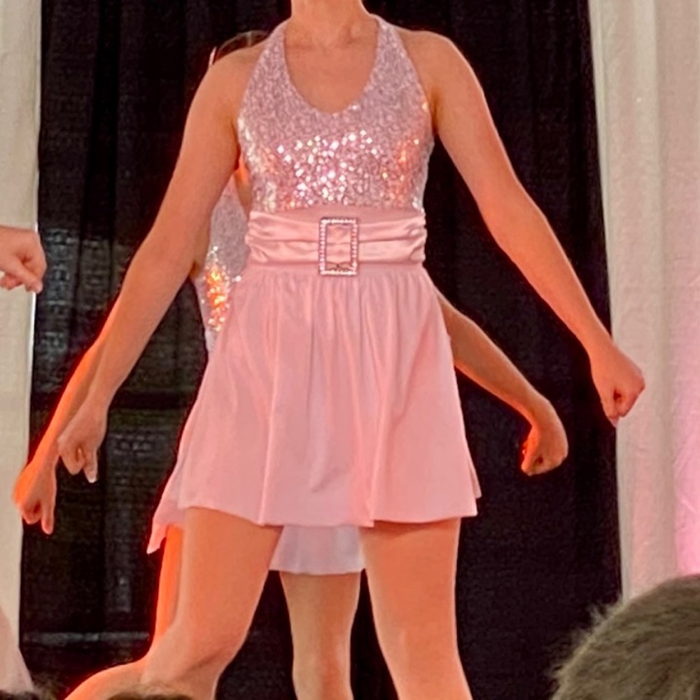 Revolution White Sequin Sparkle Belt Dress Dance Jazz Costume Size Small Adult
